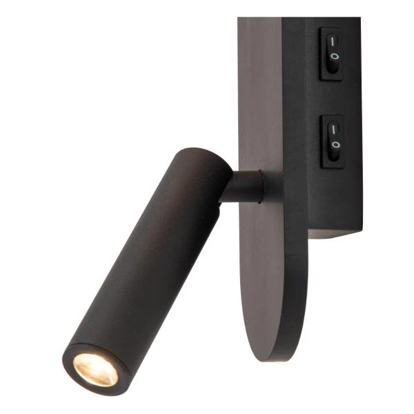 Lucide KELLY - Bedside lamp / Wall light - LED - 1x3,5W 3000K - Black - detail 3